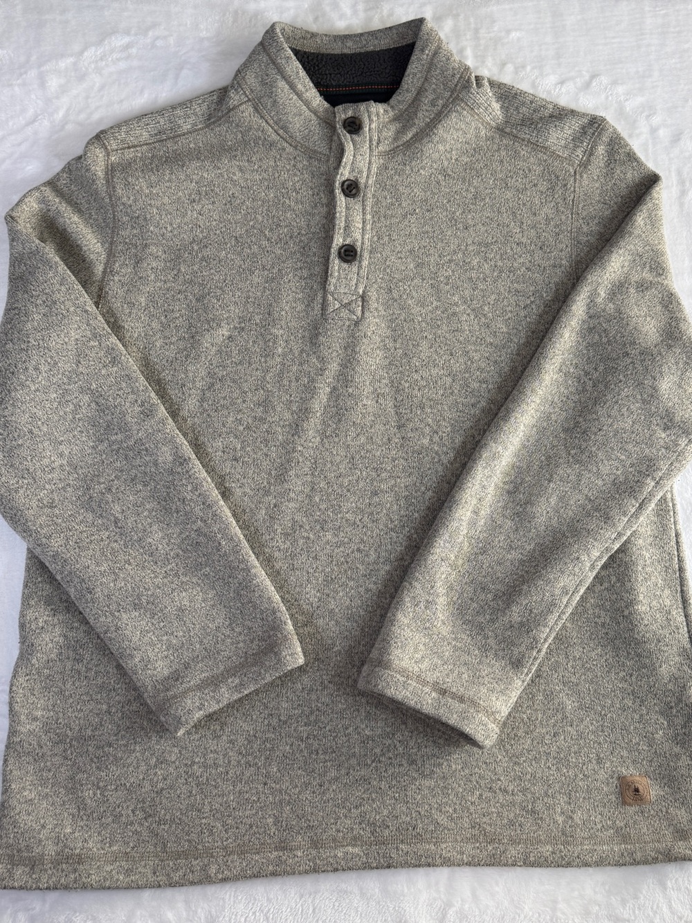 C.H. Bass & Co. Men’s XL Gray Fleece Mock Neck Button Pullover Sweater
